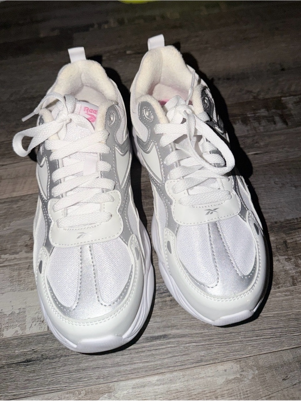 Reebok Women's White and Light Gray Chunky Sneakers